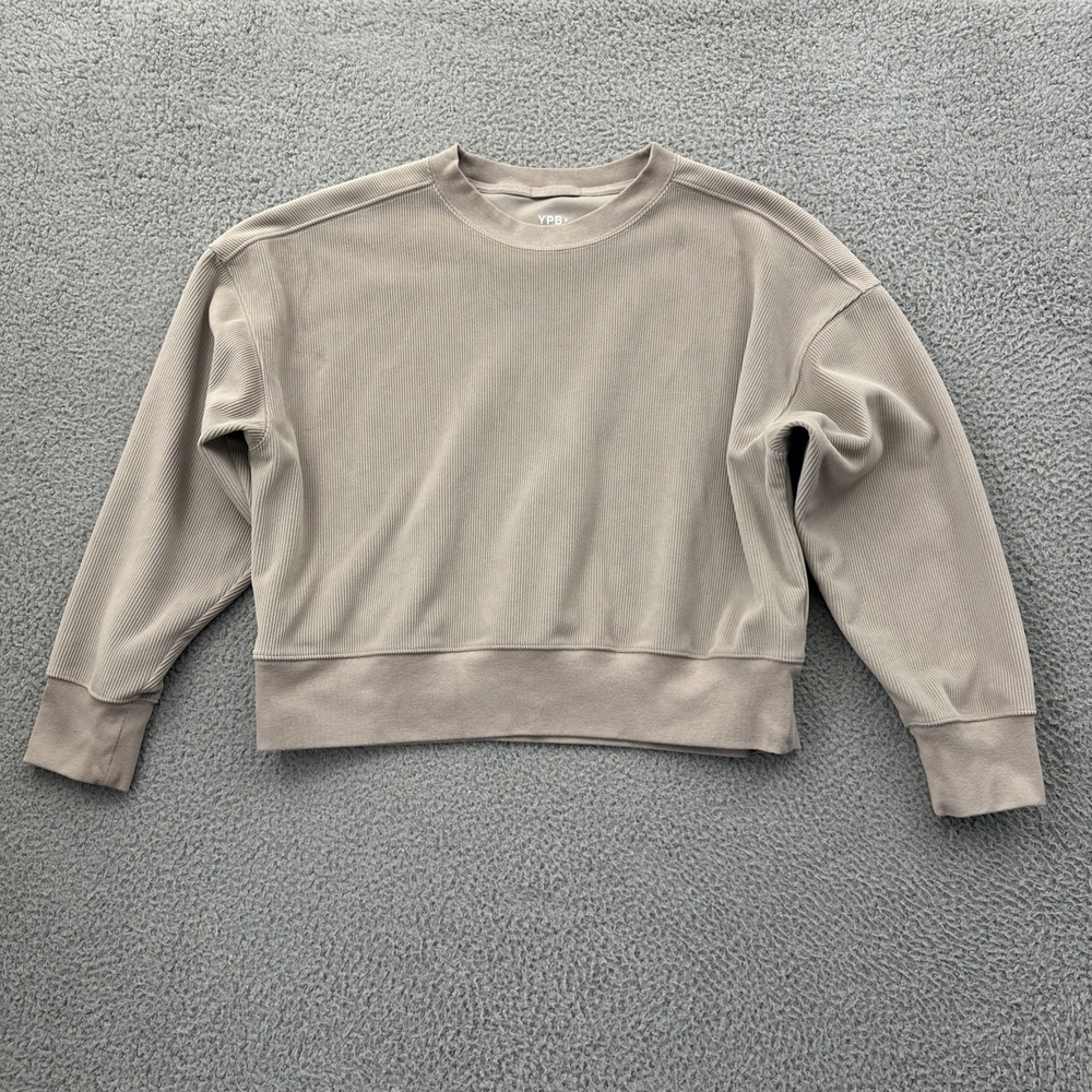 YBP Your Personal Best Sweatshirt Taupe Ribbed Athleisure Women's Medium